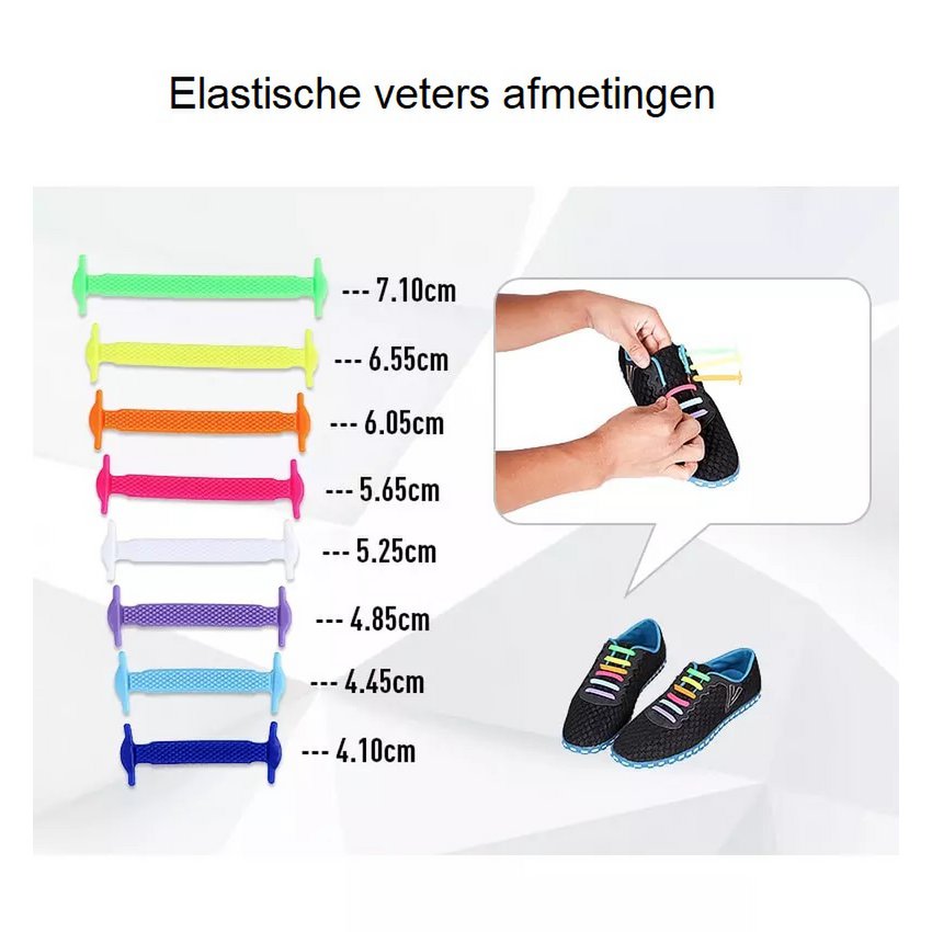 Elastische Veters • Veters Zonder Strikken • Regenboog