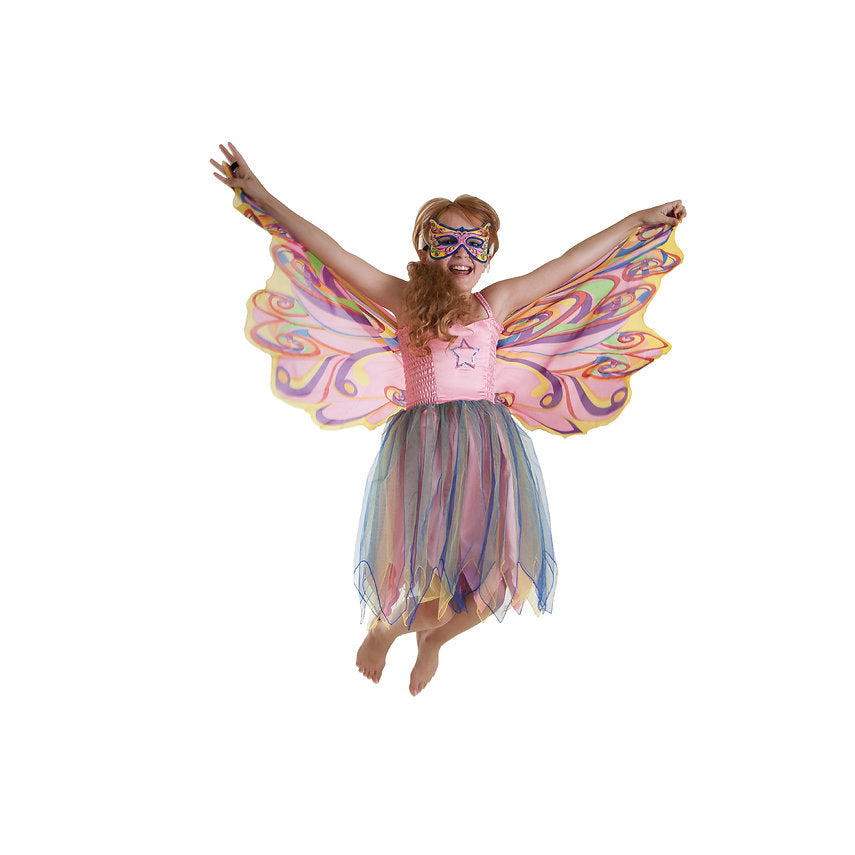 Regenboog Jurk Met Vleugels + Masker