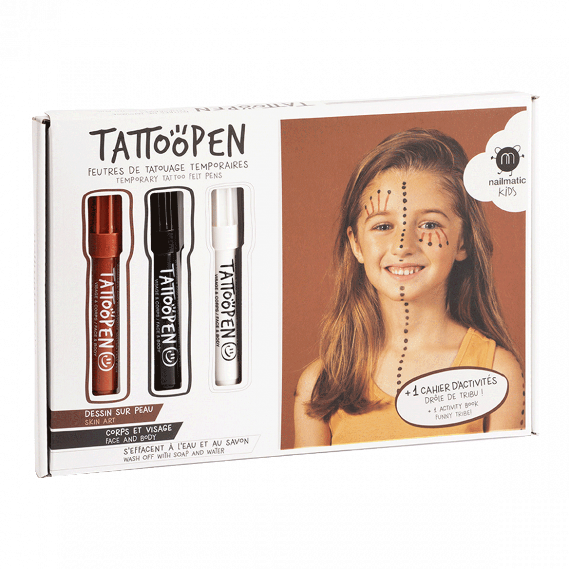 Tattoopen Set • Bruin • Zwart • Wit