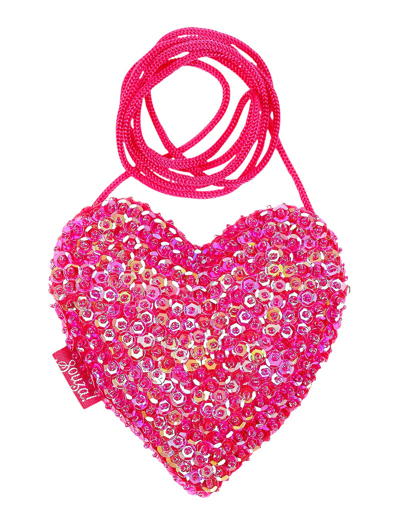 handtas glitter fuchsia roze hartje souza