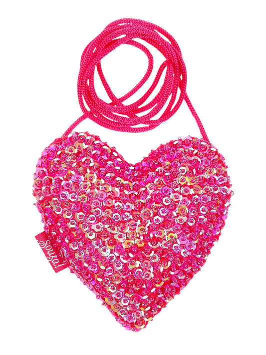 handtas glitter fuchsia roze hartje souza