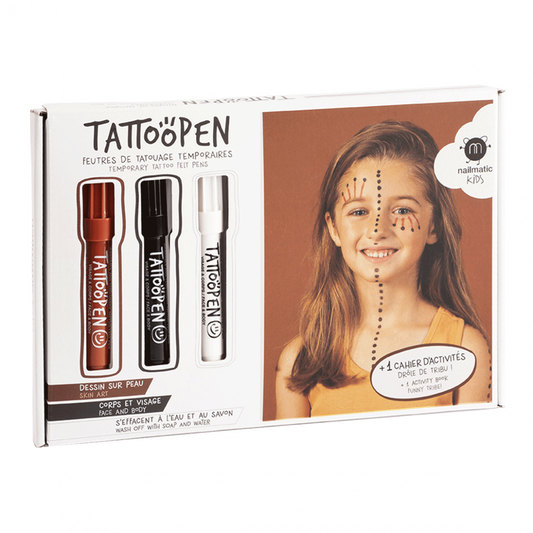 Tattoopen Set • Bruin • Zwart • Wit